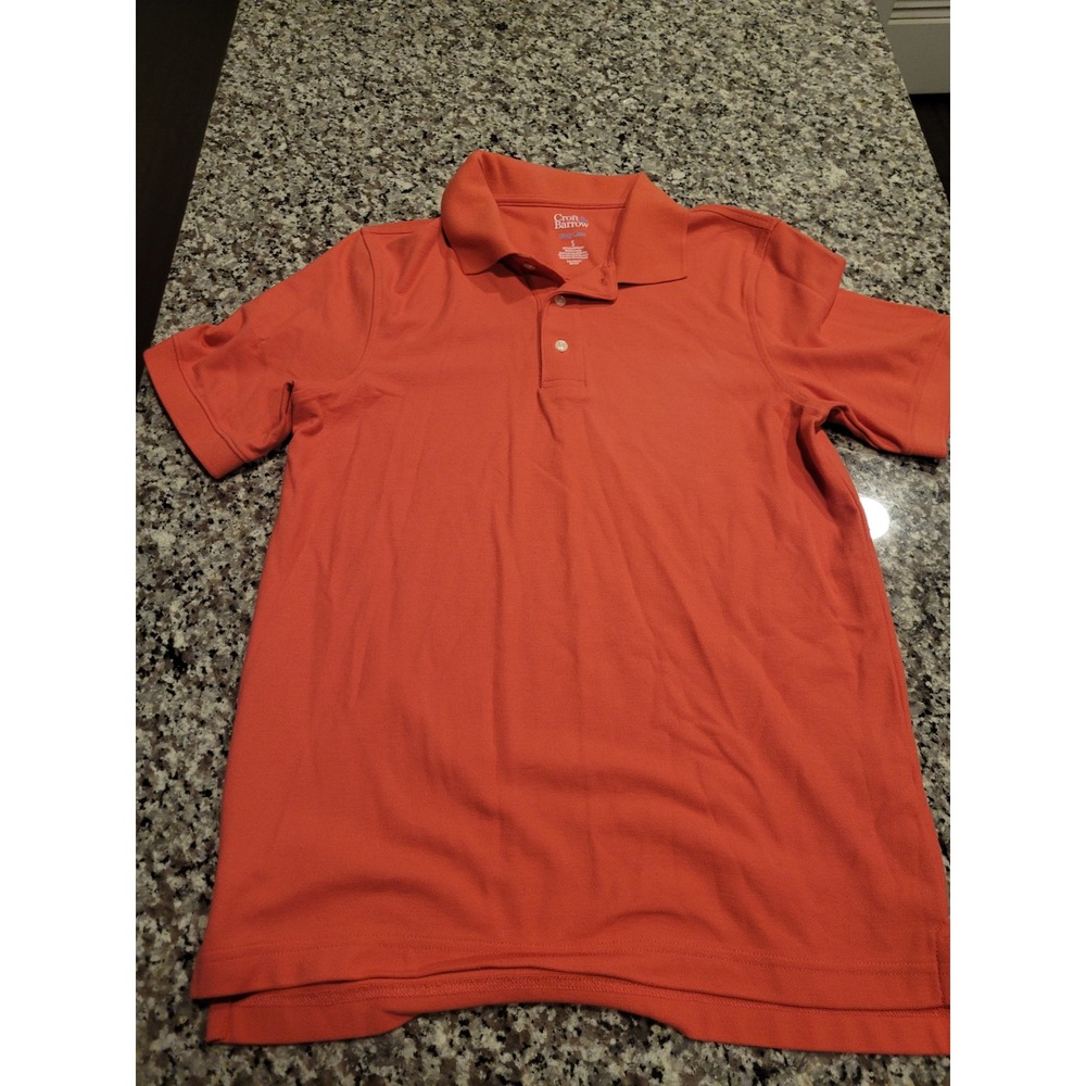 Croft & Barrow Mens Small‎ Orange Easy Care Pique Knit Short Sleeve Polo Shirt